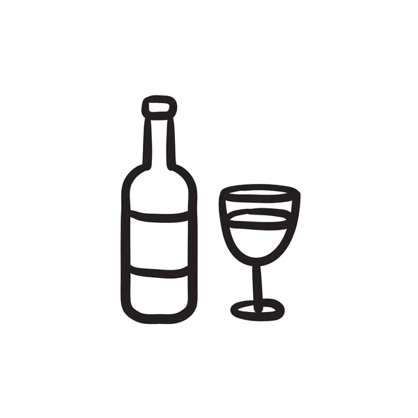 Fles wijn schets pictogram. — Stockvector