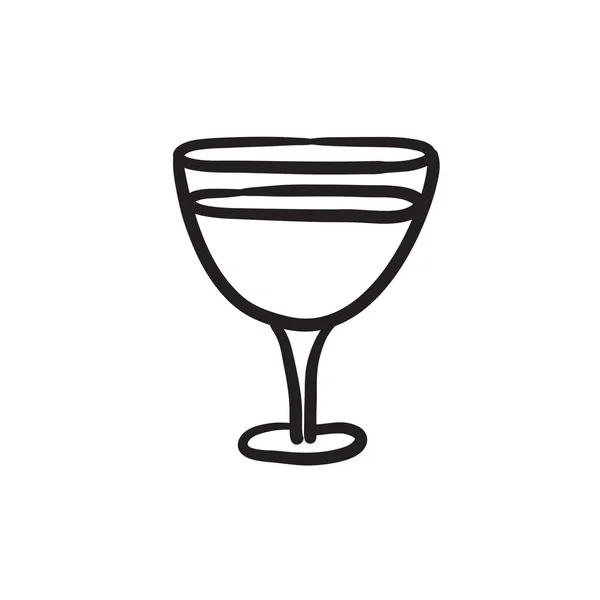 Glas Wein Sketch-Ikone. — Stockvektor