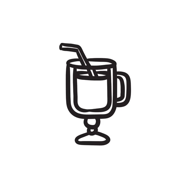 玻璃与饮酒秸秆草绘图标. — 图库矢量图片