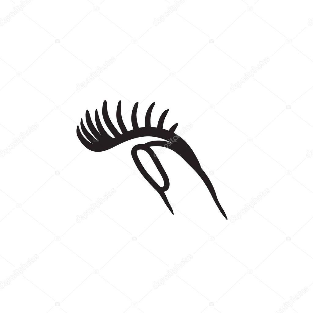 False eyelashes sketch icon.