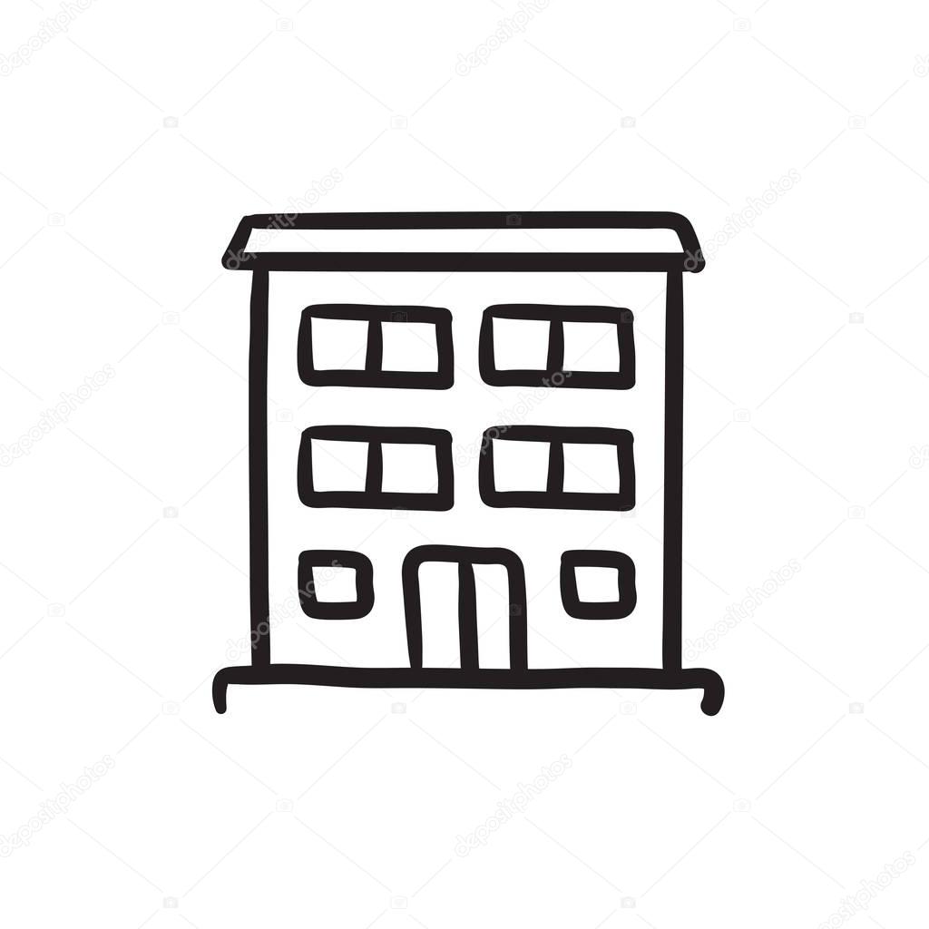 Residential building sketch icon.