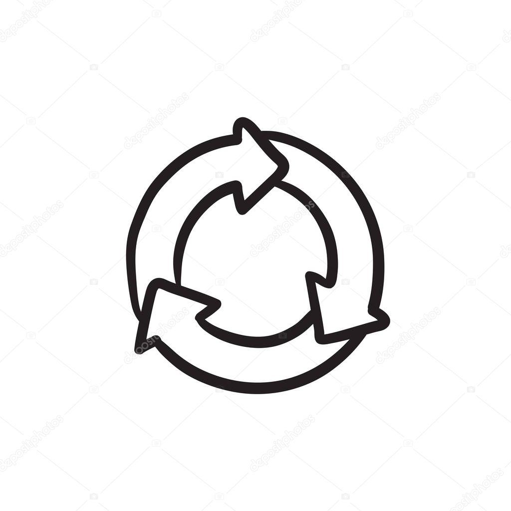 Arrows circle sketch icon.