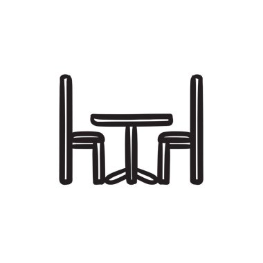 Masa ve sandalyeler kroki simgesi.