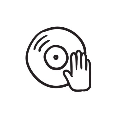 Dj el ile disk simgesi kroki.