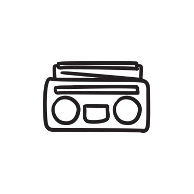 Radyo kaset çalar kroki simgesi.