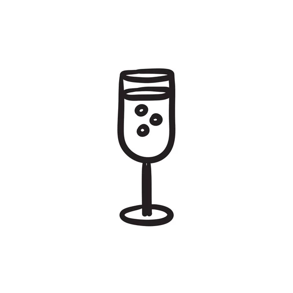 Glass of champagne sketch icon. — Stock Vector