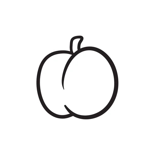 Prune avec icône croquis feuille . — Image vectorielle