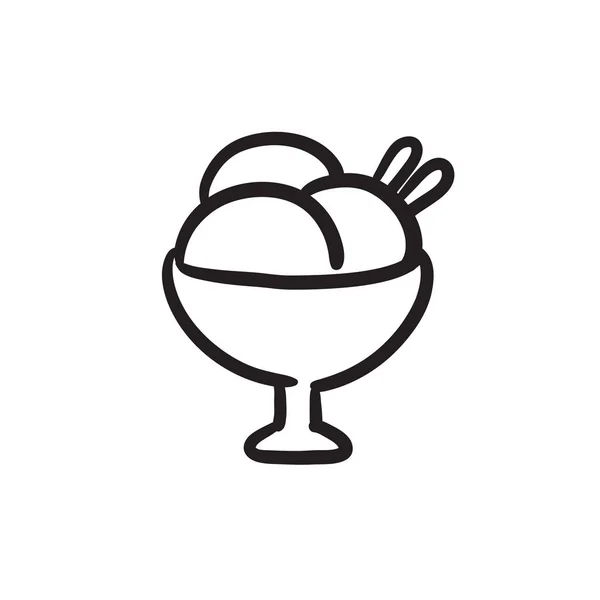 Xícara de um ícone de esboço de sorvete . — Vetor de Stock