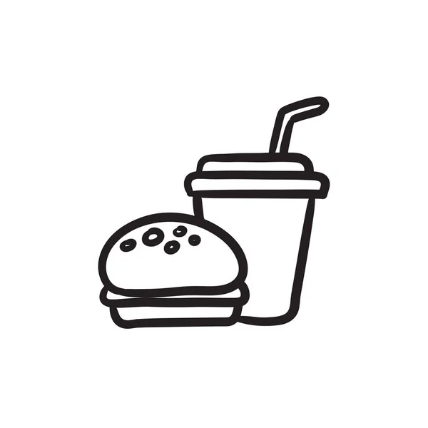 Fast-Food-Essen Sketch-Ikone. — Stockvektor