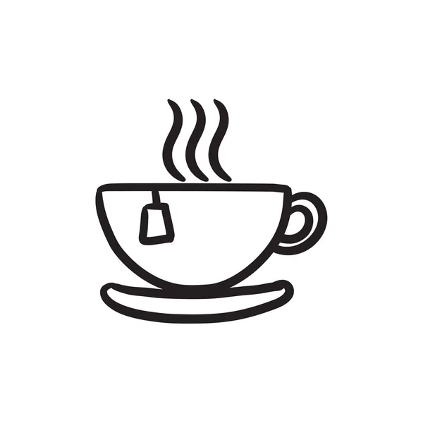 Horký čaj v poháru skica ikony. — Stockový vektor