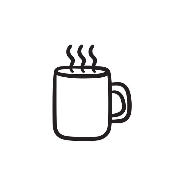 Mug of hot drink sketch icon. — Stock Vector