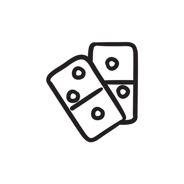 Pictogram van de schets van de Domino. — Stockvector