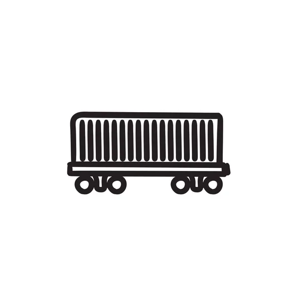 Cargo wagon szkic ikona. — Wektor stockowy