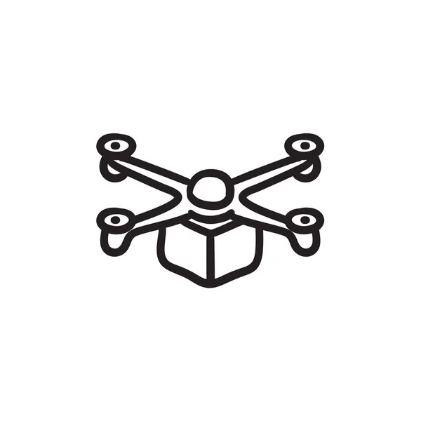 Drone delivering package sketch icon. — Stock Vector