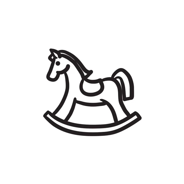 Rocking horse schets pictogram. — Stockvector