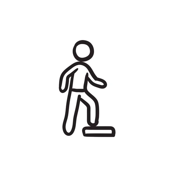 Man doing step exercise sketch icon. — Stock Vector