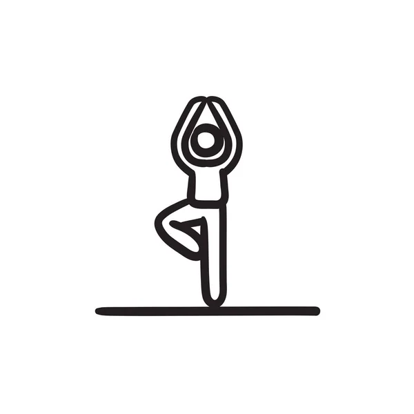 Muž praktikující jógu skica ikony. — Stockový vektor