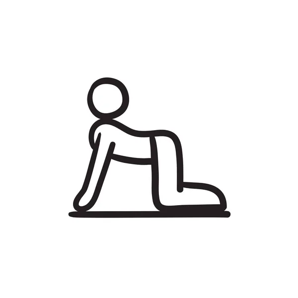 Man praktizerende yoga schets pictogram. — Stockvector