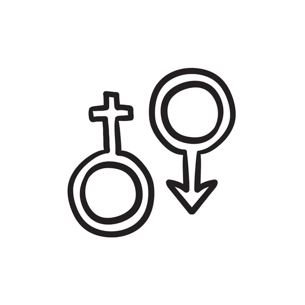 Male and female symbol sketch icon. — Stock Vector