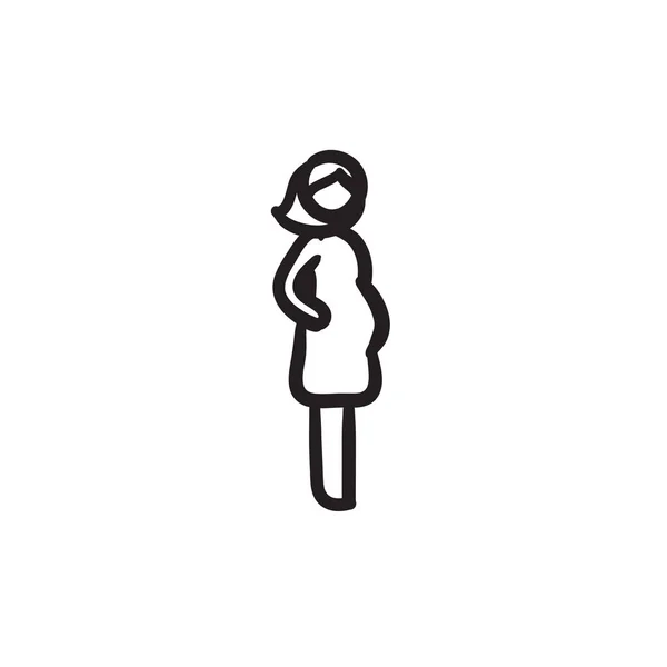 임신한 여자 스케치 아이콘. — 스톡 벡터