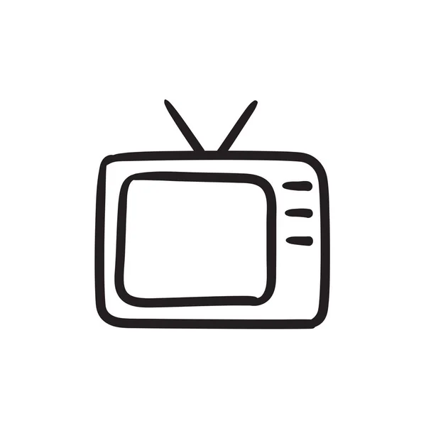 Retro televizní náčrtek ikona. — Stockový vektor