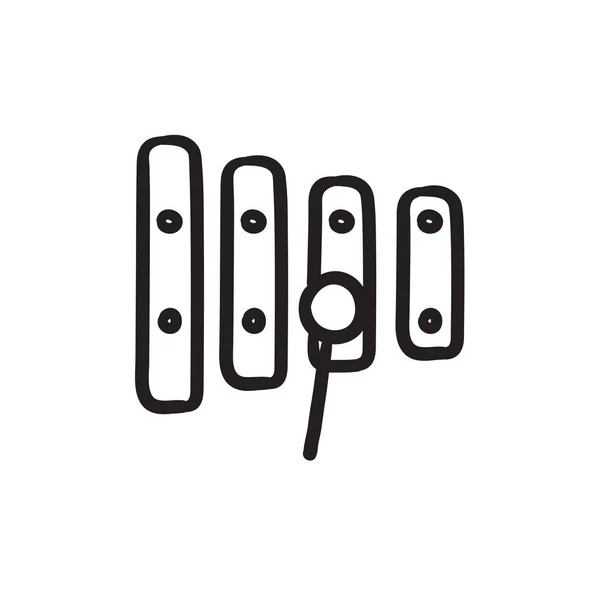 Xilófono con icono de boceto de mazo . — Vector de stock