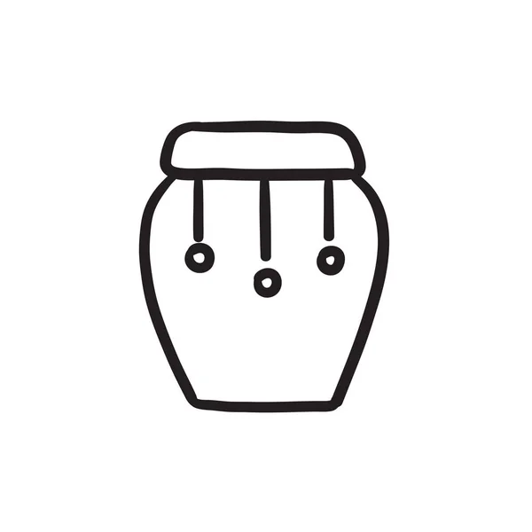Drum instrument sketch icon. — Stock Vector