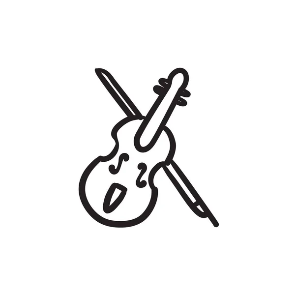 Скрипка з значком ескізу банта . — стоковий вектор