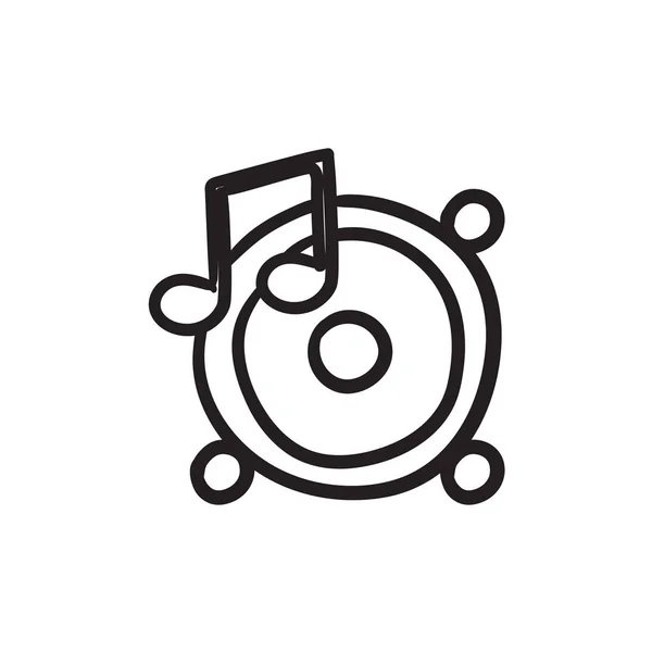 Loudspeakers with music note sketch icon. — Stock Vector