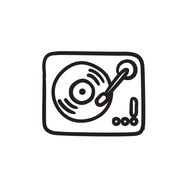 Icono de boceto de tocadiscos . — Vector de stock