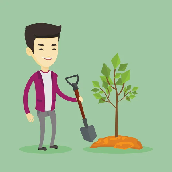 Man plants tree vector illustration. Royalty Free Stock Illustrations