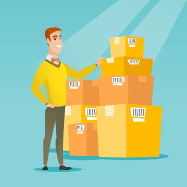 Depoda iş adamı kontrol kutuları.