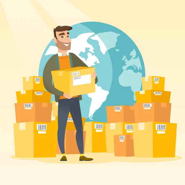 Business worker of international delivery service. — Stock Vector