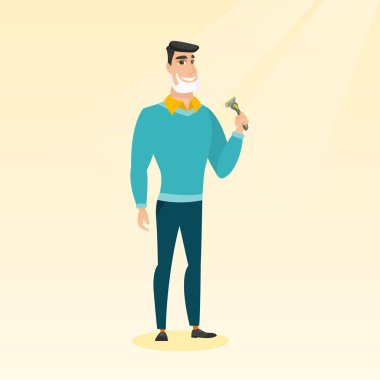 Adam onun yüz vektör çizim tıraş.