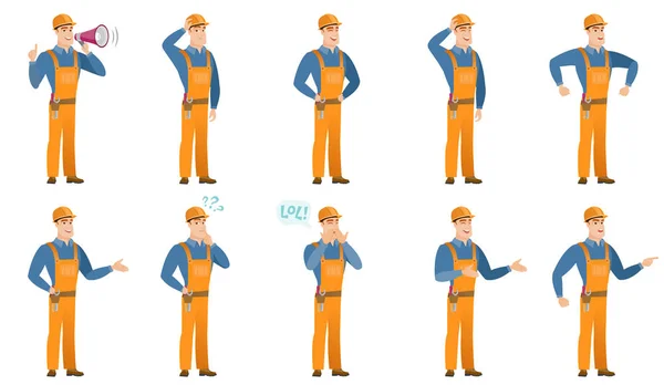 Vector set of builder characters. — Stock Vector