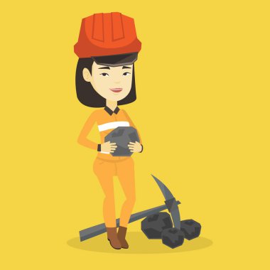 Kömür eller vektör çizim içinde tutarak madenci.