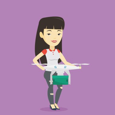 Kadın teslim dron mesaj paketi ile denetleme