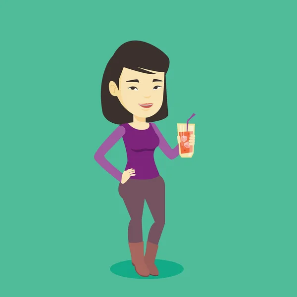 Vrouw drinken cocktail vectorillustratie. — Stockvector