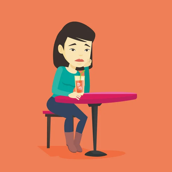 Mujer bebiendo cóctel en el bar . — Vector de stock