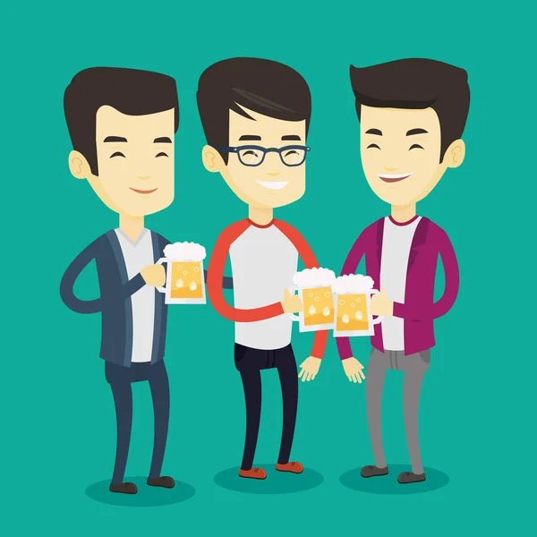 Grupo de amigos desfrutando de cerveja no pub . — Vetor de Stock