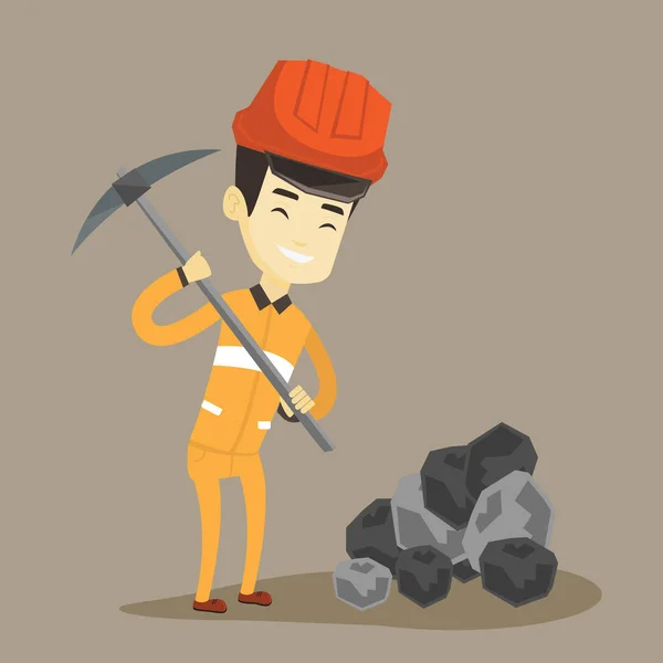 Miner working with pickaxe vector illustration. — Stock Vector