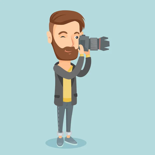 Fotograaf nemen foto vectorillustratie. — Stockvector