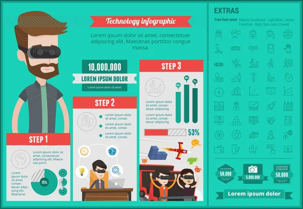 Plantilla Infográfica Tecnológica . — Vector de stock