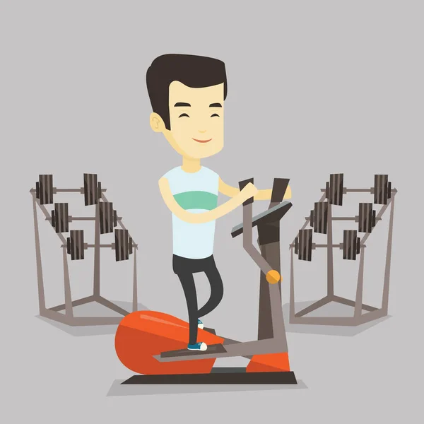 Man exercising on elliptical trainer. — Stock Vector