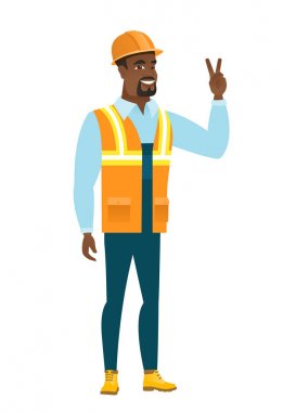 Afrikalı-Amerikalı Oluşturucusu gösteren zafer jest.