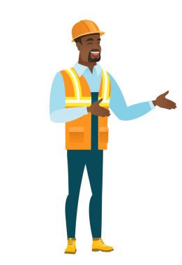 Genç Afro-Amerikan mutlu Oluşturucu el hareketi.