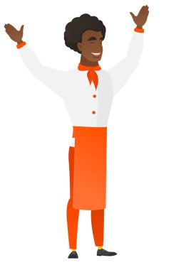 Şef yemek ayakta kaldırdı kollarını.