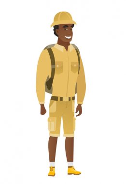 Genç Afro-Amerikan mutlu traveler.