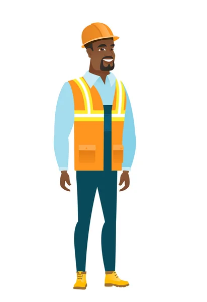 Young african-american confident builder. — Stock Vector
