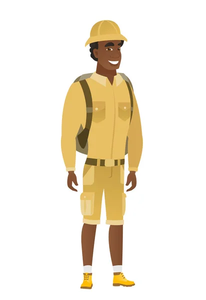 Jeune voyageur confiant afro-américain . — Image vectorielle